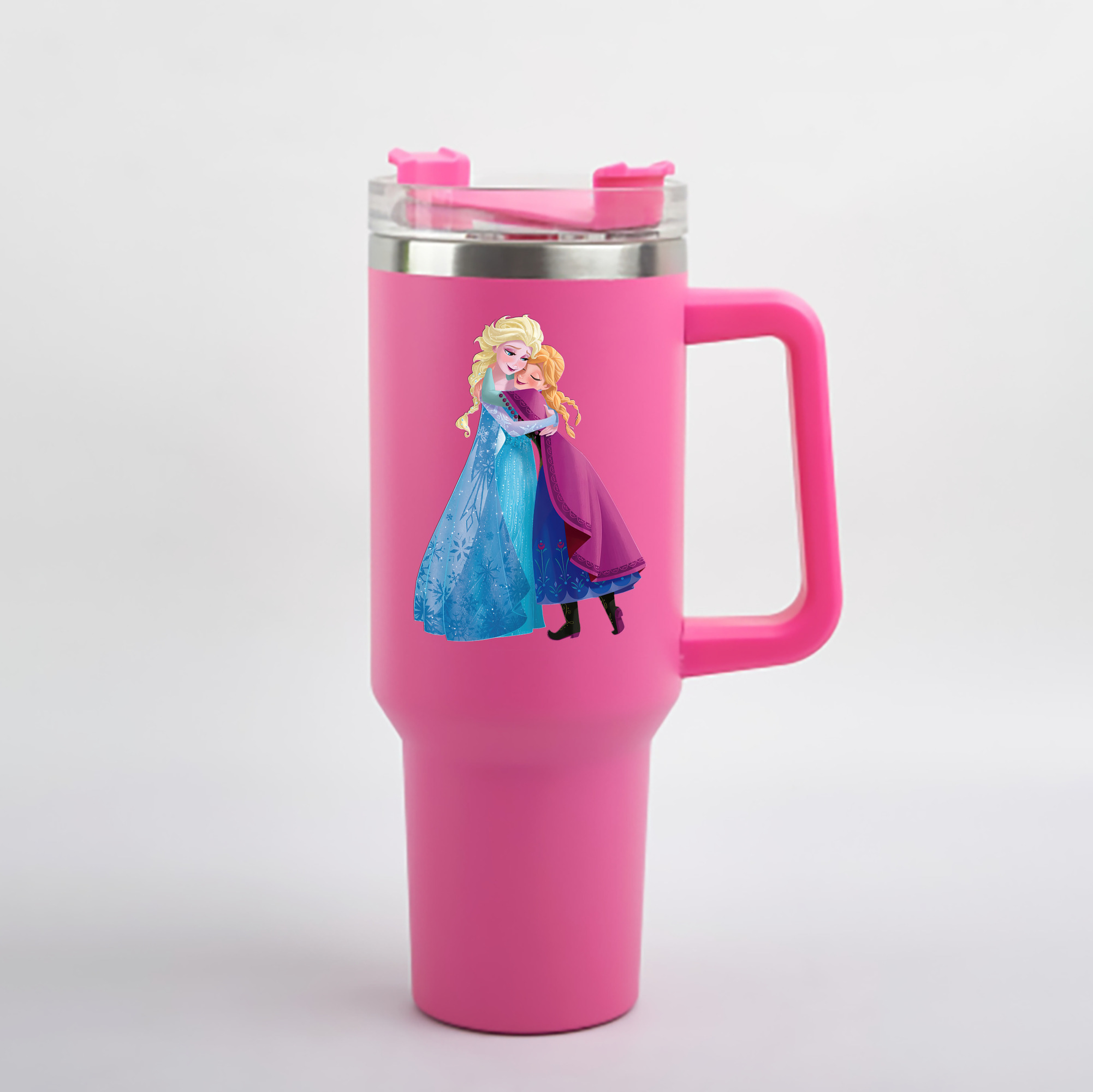 （画像用） アナと雪の女王 アンナ エルサ Frozen Anna Elsa 1200mL車用タンブラー - クリスタルステッカー（プラスチックストロー付き）